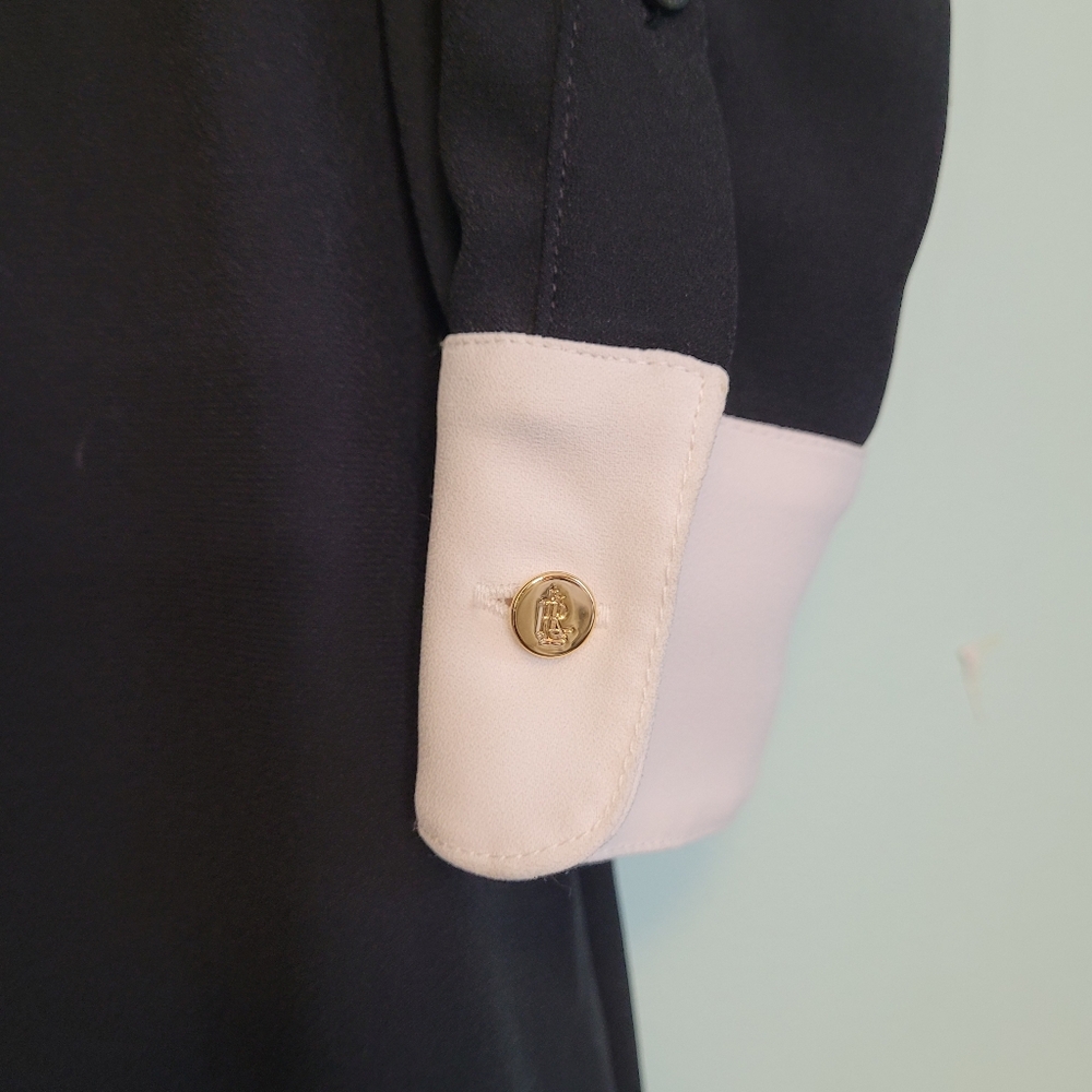 Ralph Lauren Black Jumpsuit with Cream Accent Collar Size 14P NWT - Picture 4 of 6